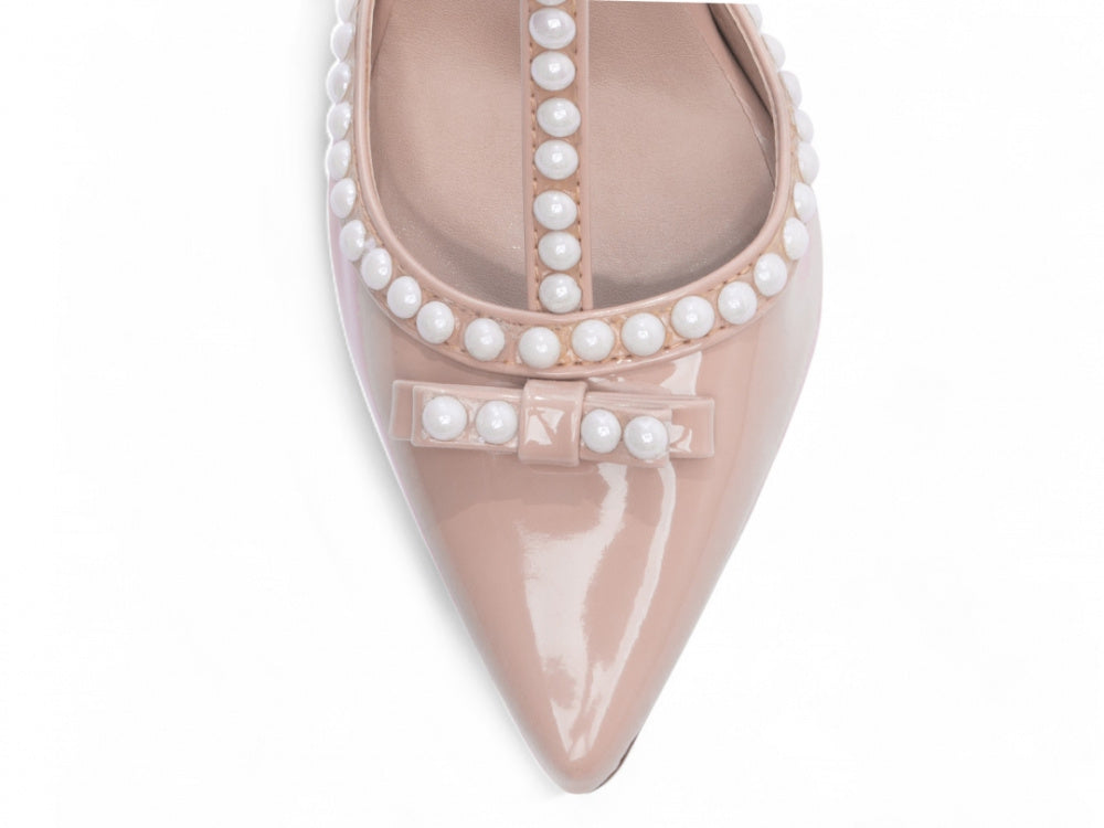 Sapato Scarpin Verniz Rose com Pérola