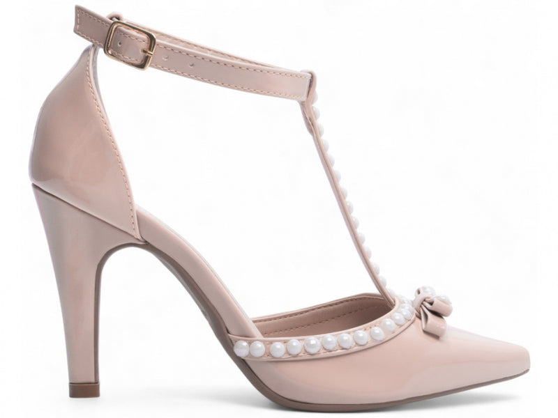 Sapato Scarpin Verniz Rose com Pérola